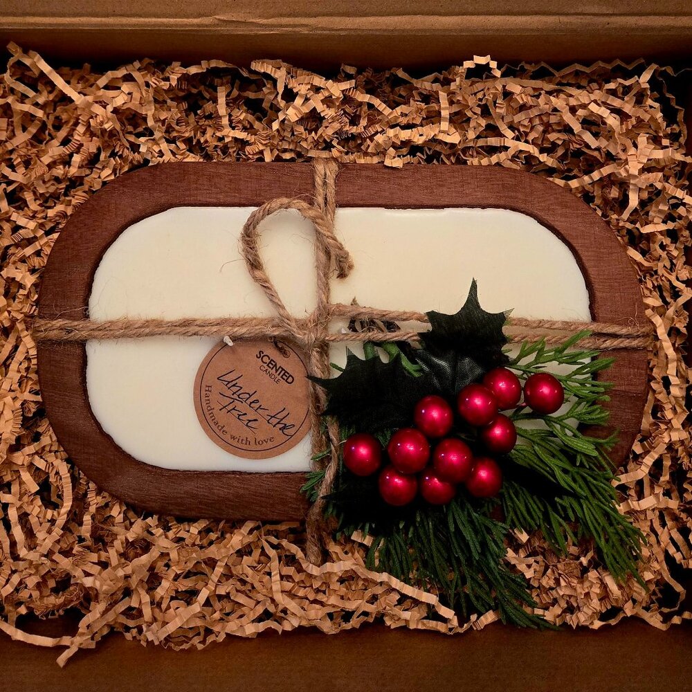 Cashmere Comfort Dough Bowl Candle, Holiday Scented Wooden Bowel Candle